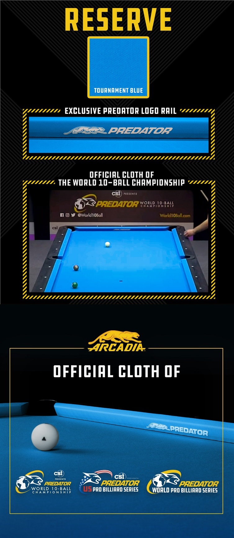 Predator Arcadia Reserve Performance Pool Table Cloth | Best Billiard Cloth | Pool Table Felt